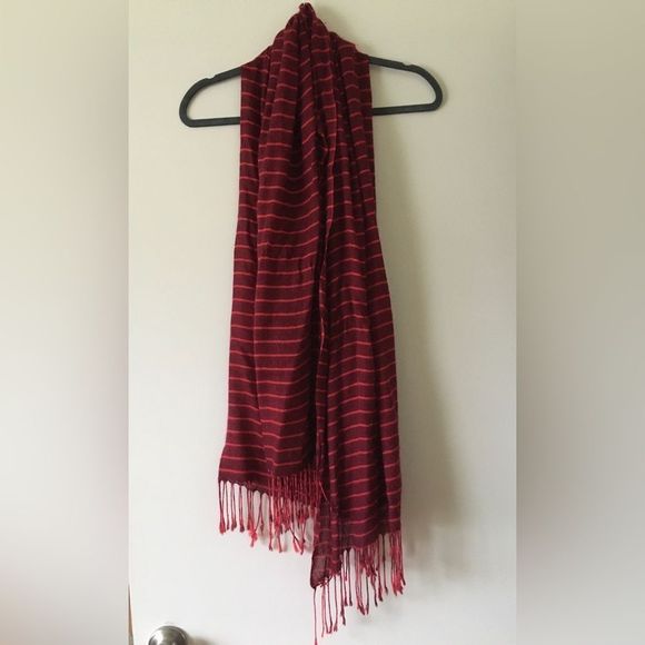 Accessories - Red Stripped Scarf 
